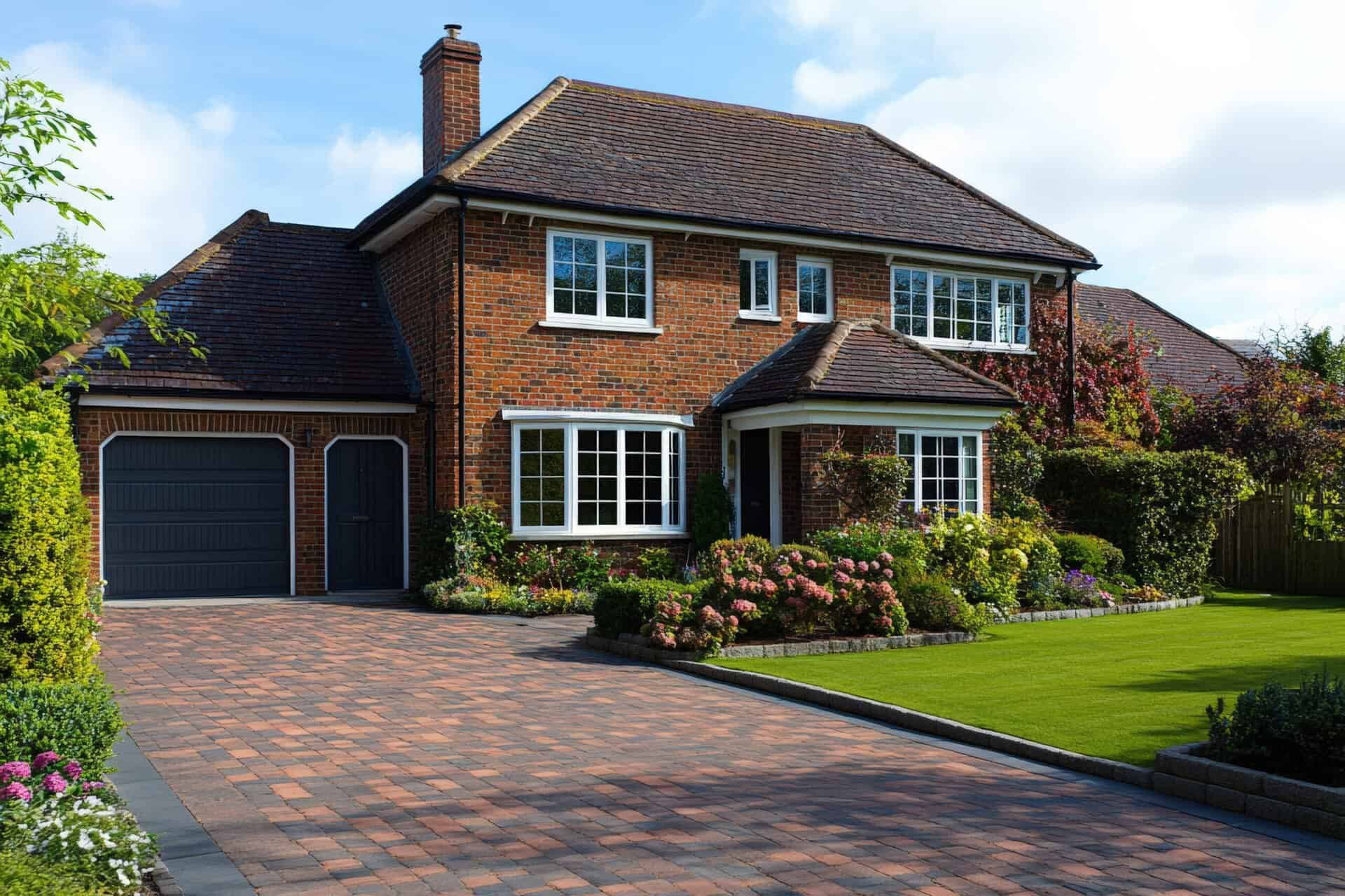 Completed block paving front driveway